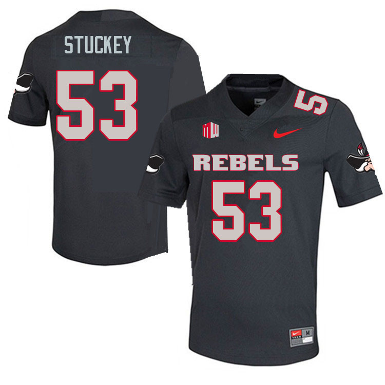 Men #53 DJ Stuckey UNLV Rebels College Football Jerseys Sale-Charcoal - Click Image to Close